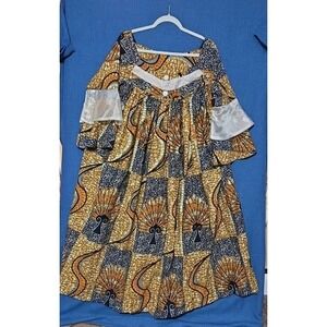 African Print Dress Women XL‎ XXL Handmade Ankara Dashiki Boho Loose Fit Pockets